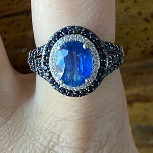 Natural Kyanite Blue Sapphire Sterling Silver Ring Size 8